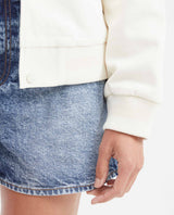 Women's Varsity Bomber Jacket with Velveteen Floral Appliqués in Cotton - 4