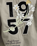 Women's Varsity Bomber Jacket with Velveteen Floral Appliqués in Cotton - 6