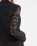 Women's Fitted Lace Blazer with Berry Sleeve Finish - 5