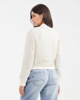 Women's Relaxed Fit Mesh Bomber Jacket with Lurex in Polyester-Rayon-Lurex - 5