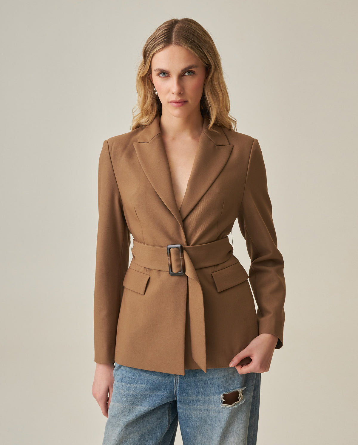 Women´s Belted Blazer - Khaki 63_722H000_CAQ150309_0