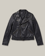 Women´s Leather Biker Jacket - Black 63_724D400_NEG193909_3