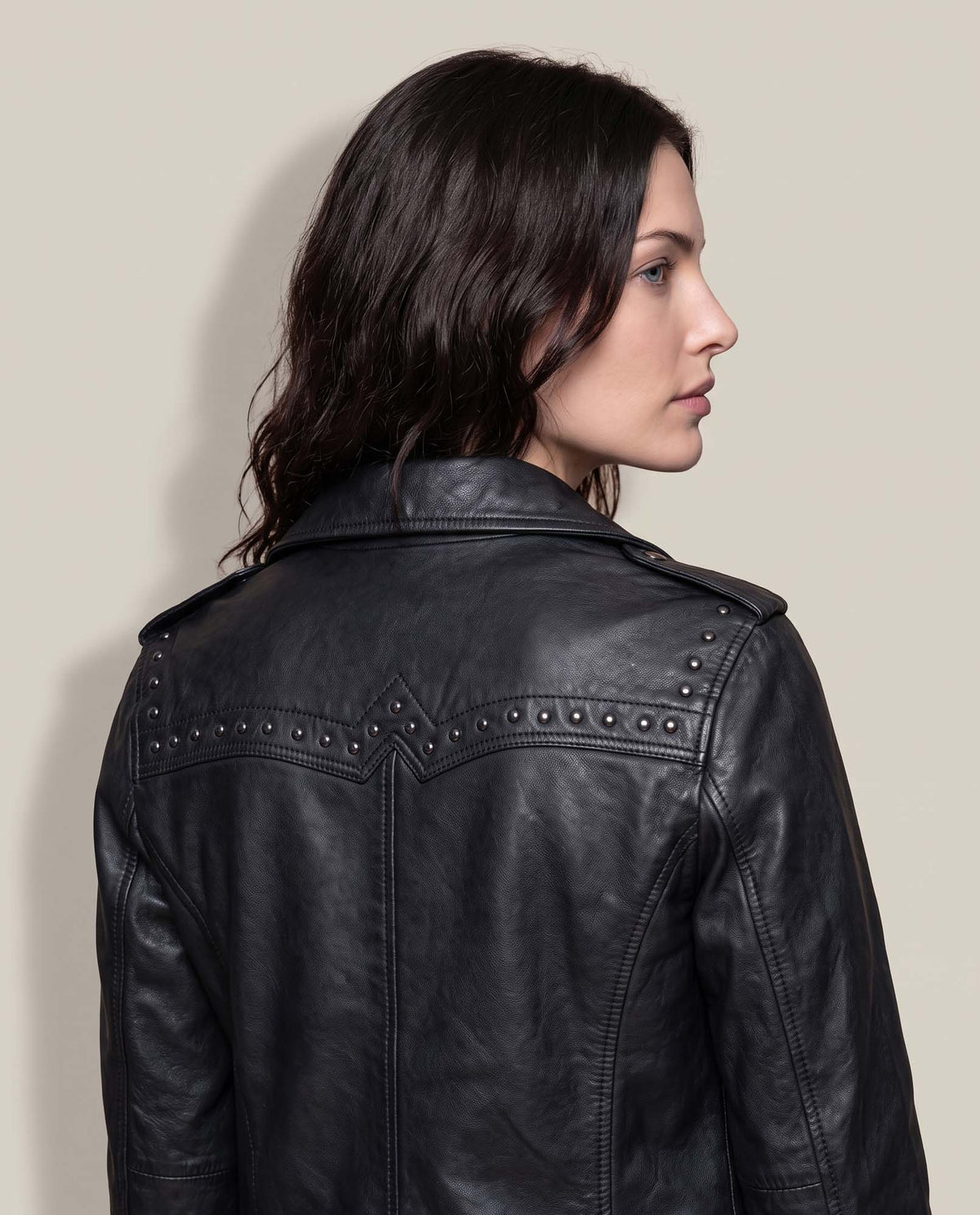 Women´s Leather Biker Jacket - Black 63_724D400_NEG193909_6