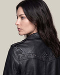 Women´s Leather Biker Jacket - Black 63_724D400_NEG193909_7