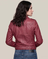 Women´s Leather Biker Jacket - Red 63_724D400_ROJ191531_6