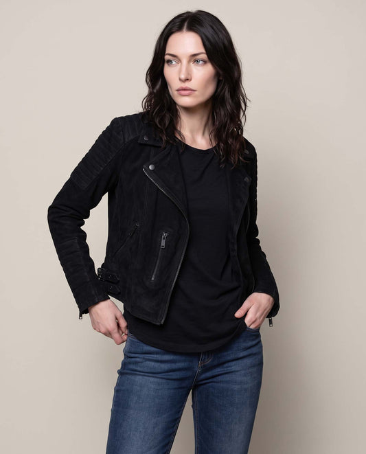 Women´s Suede Biker Jacket - Black 63_724D403_NEG193909_0