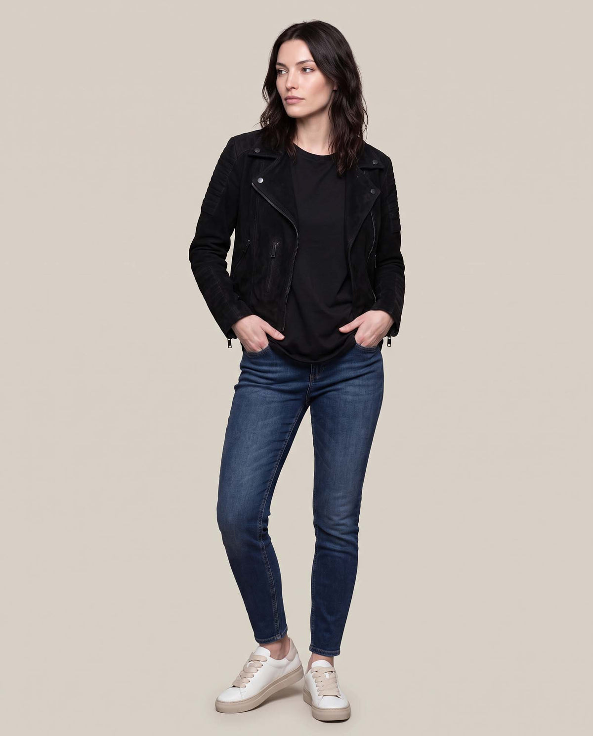 Women´s Suede Biker Jacket - Black 63_724D403_NEG193909_4