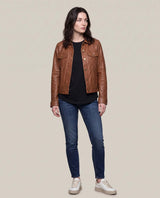 Women´s Leather Trucker Jacket - Brown 63_724D411_CAF181148_4