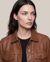 Women´s Leather Trucker Jacket - Brown 63_724D411_CAF181148_5