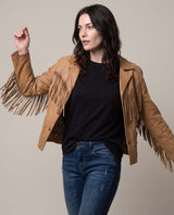 Women´s Fringe Leather Jacket - Brown 63_724D412_CAF181148_0