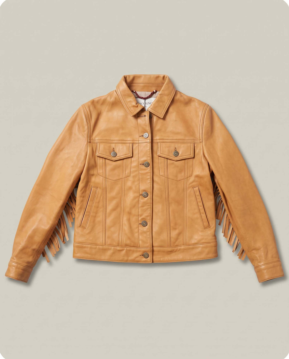 Women´s Fringe Leather Jacket - Brown 63_724D412_CAF181148_3