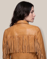 Women´s Fringe Leather Jacket - Brown 63_724D412_CAF181148_7