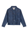 Women’s Oversized Denim Trucker Jacket in Cotton, Sparkle - 1
