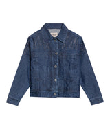 Women’s Oversized Denim Trucker Jacket in Cotton, Sparkle - 1