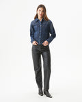 Women’s Oversized Denim Trucker Jacket in Cotton, Sparkle - 3