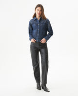 Women’s Oversized Denim Trucker Jacket in Cotton, Sparkle - 3