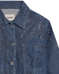 Women’s Oversized Denim Trucker Jacket in Cotton, Sparkle - 7