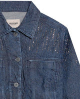 Women’s Oversized Denim Trucker Jacket in Cotton, Sparkle - 7