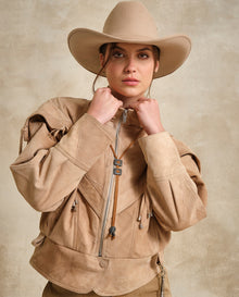 Women's Leather Bomber Jacket - Beige 63_724G505_BEI141118_0