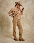 Women's Leather Bomber Jacket - Beige 63_724G505_BEI141118_3