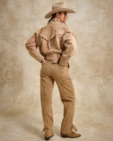 Women's Leather Bomber Jacket - Beige 63_724G505_BEI141118_4