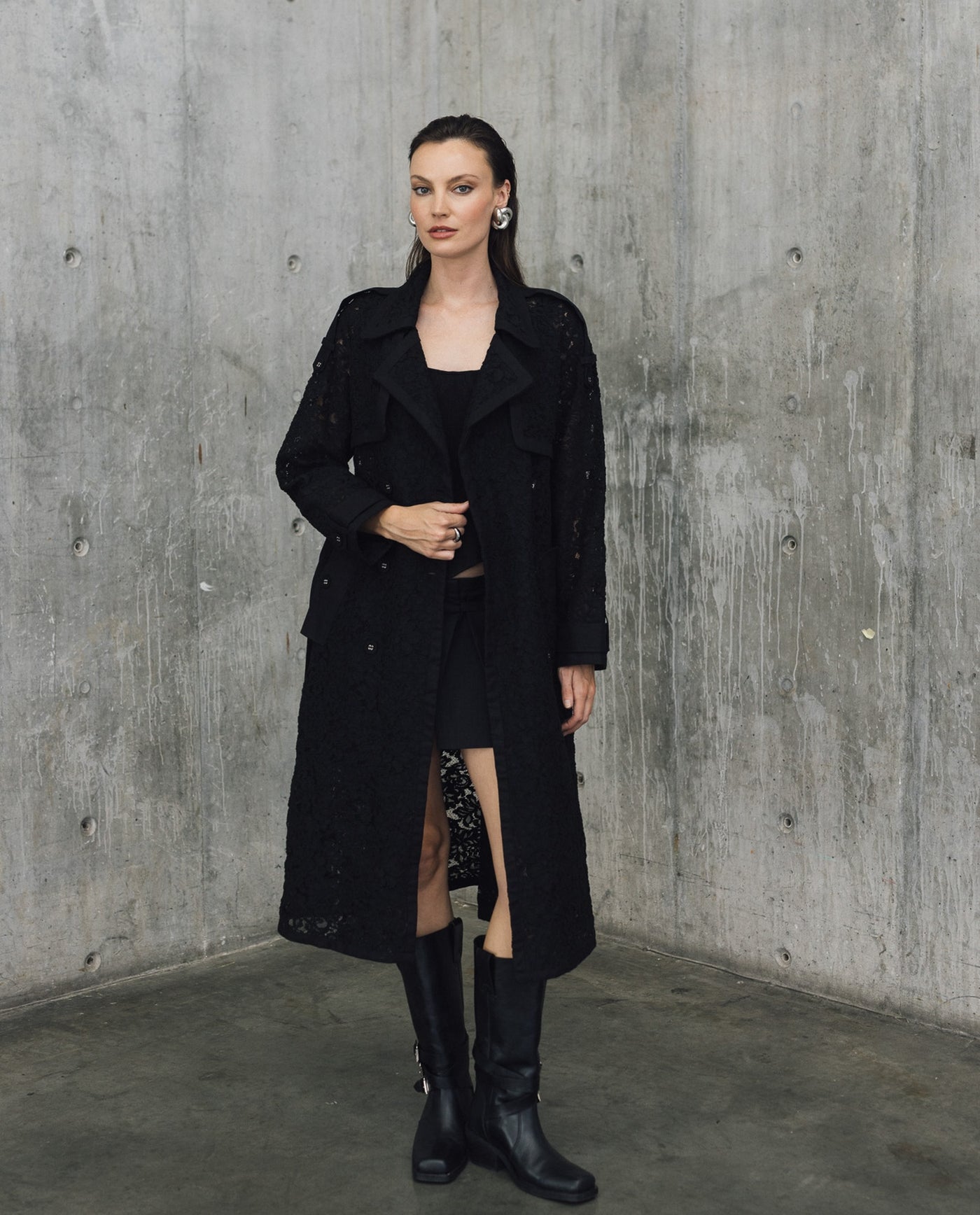 Womens Relaxed Fit Trench Coat - Special Collection - Black 63_724H500_NEG194007_0