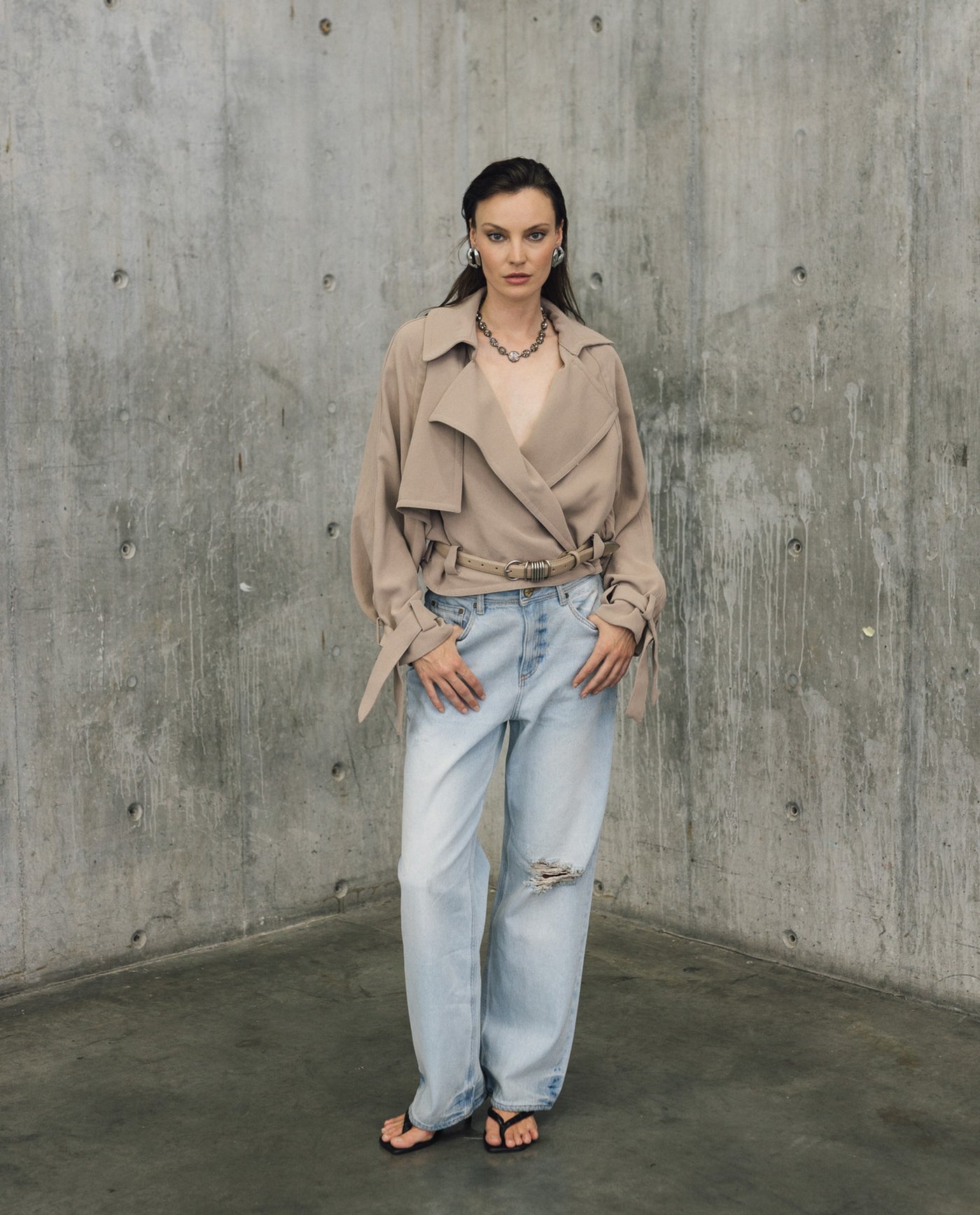 Womens Oversized Lightweight Jacket - Special Collection - Beige 63_724H502_BEI160806_3
