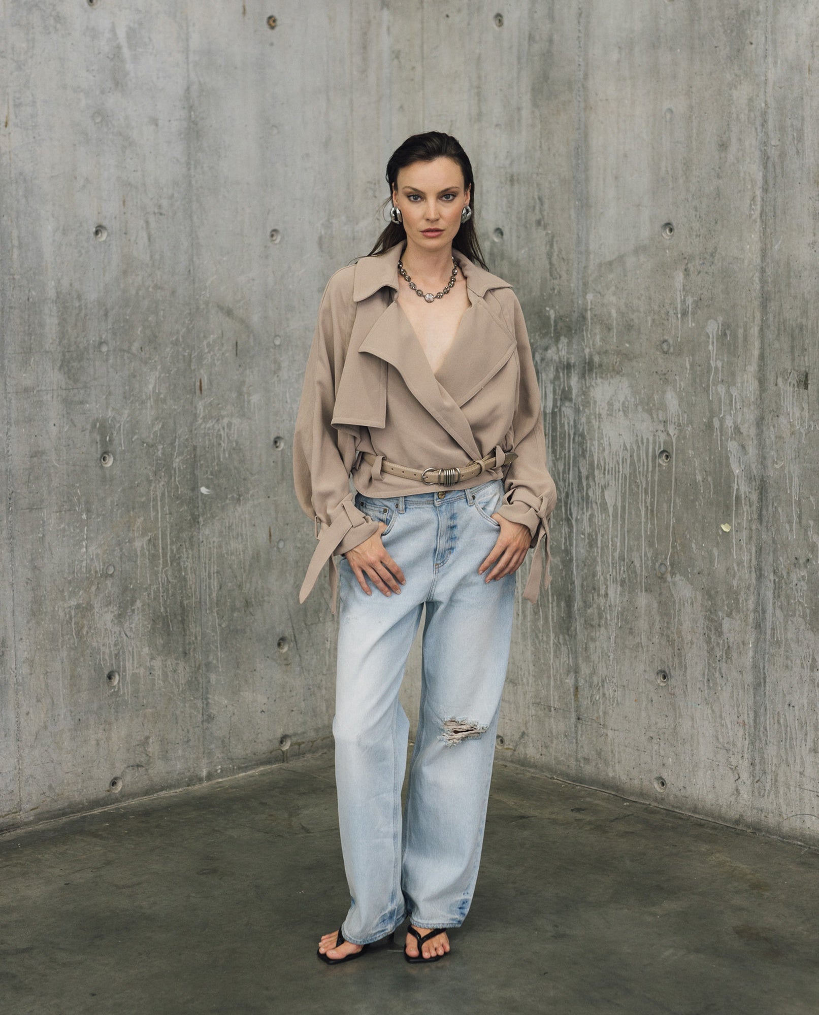 Womens Oversized Lightweight Jacket - Special Collection - Beige 63_724H502_BEI160806_3