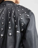 BOMBER BALLOON LEATHER JACKET IN BLACK