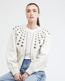 BOMBER BALLOON LEATHER JACKET IN WHITE