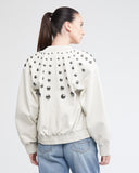 BOMBER BALLOON LEATHER JACKET IN WHITE