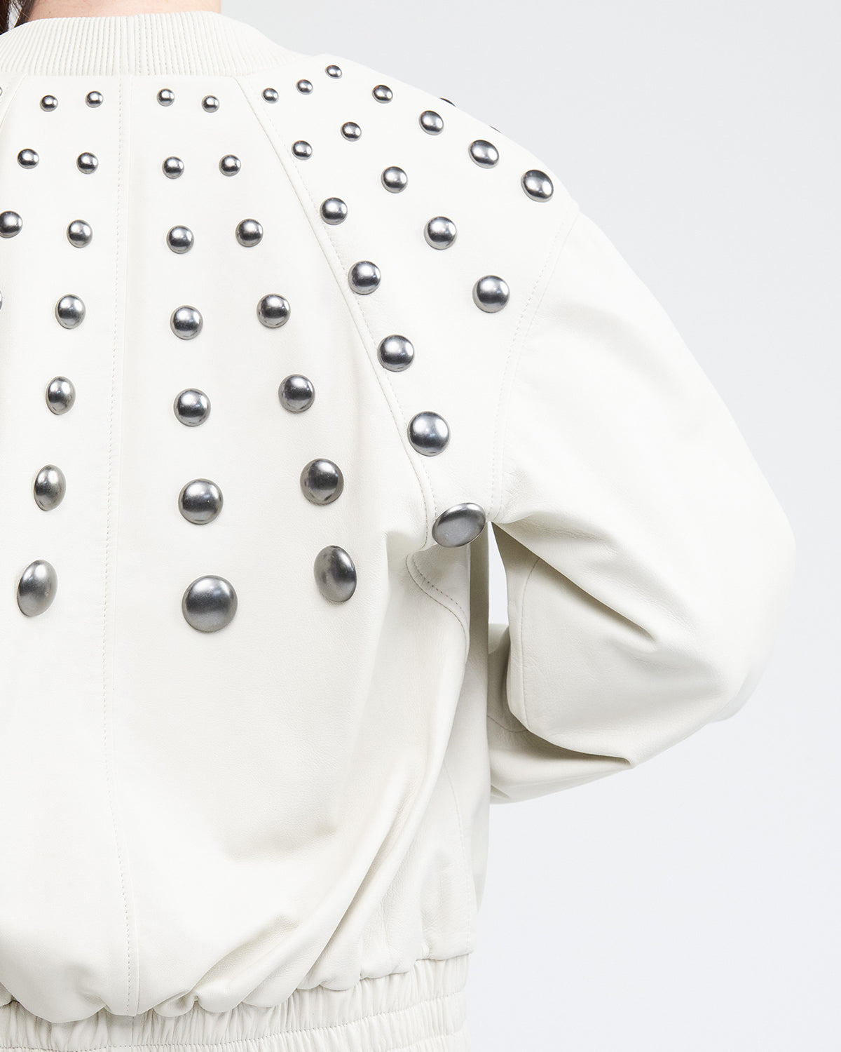 BOMBER BALLOON LEATHER JACKET IN WHITE
