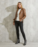 CLASSIC LEATHER BIKER IN BROWN