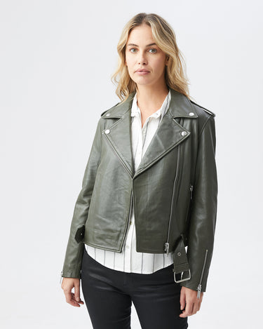 CLASSIC LEATHER BIKER IN GREEN