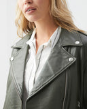 CLASSIC LEATHER BIKER IN GREEN