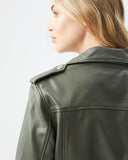 CLASSIC LEATHER BIKER IN GREEN