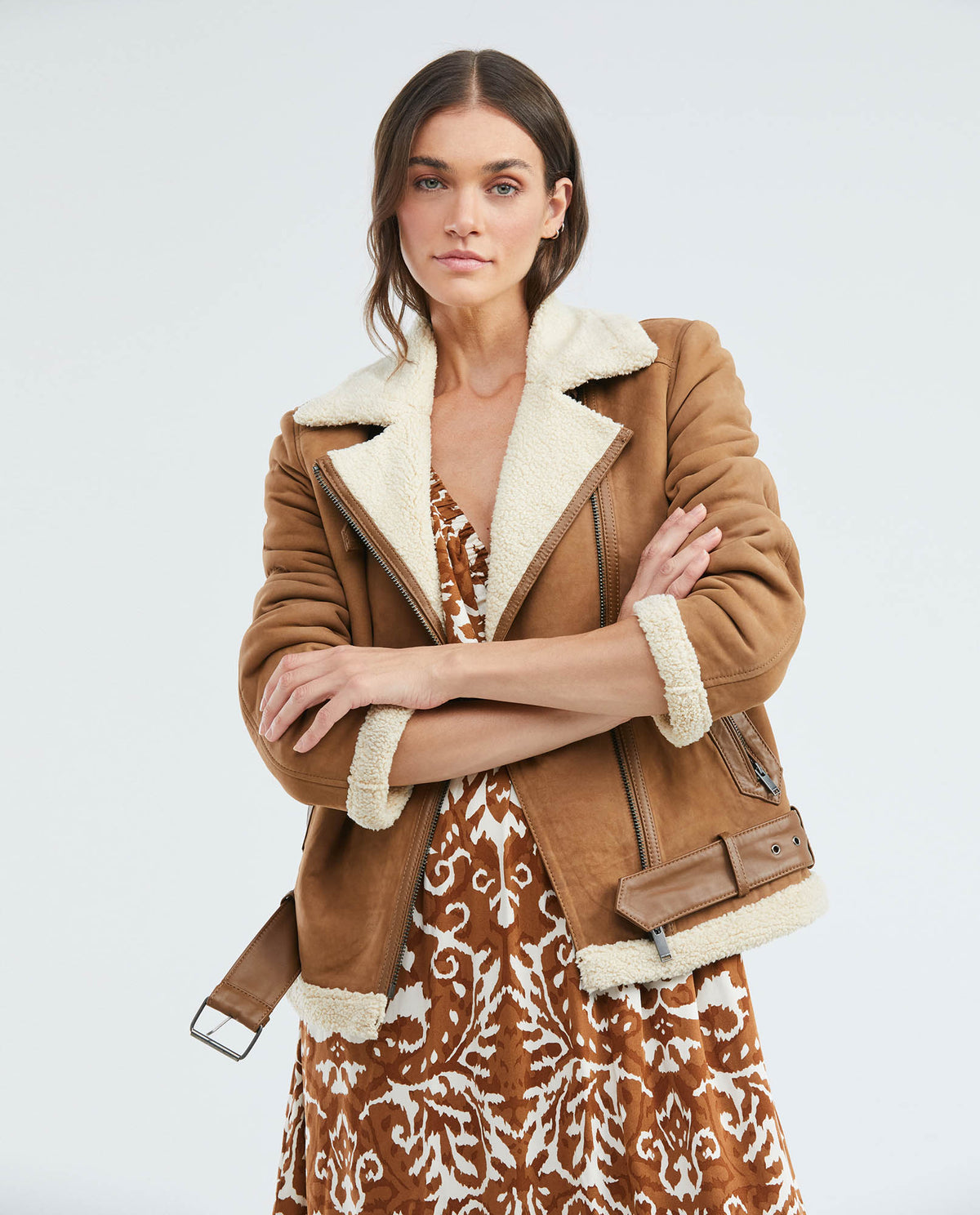 Women´s Leather Biker Jacket - Brown 63_727E400_CAF161334_3