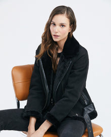 Women´s Leather Biker Jacket - Black 63_727E400_NEG193909_0