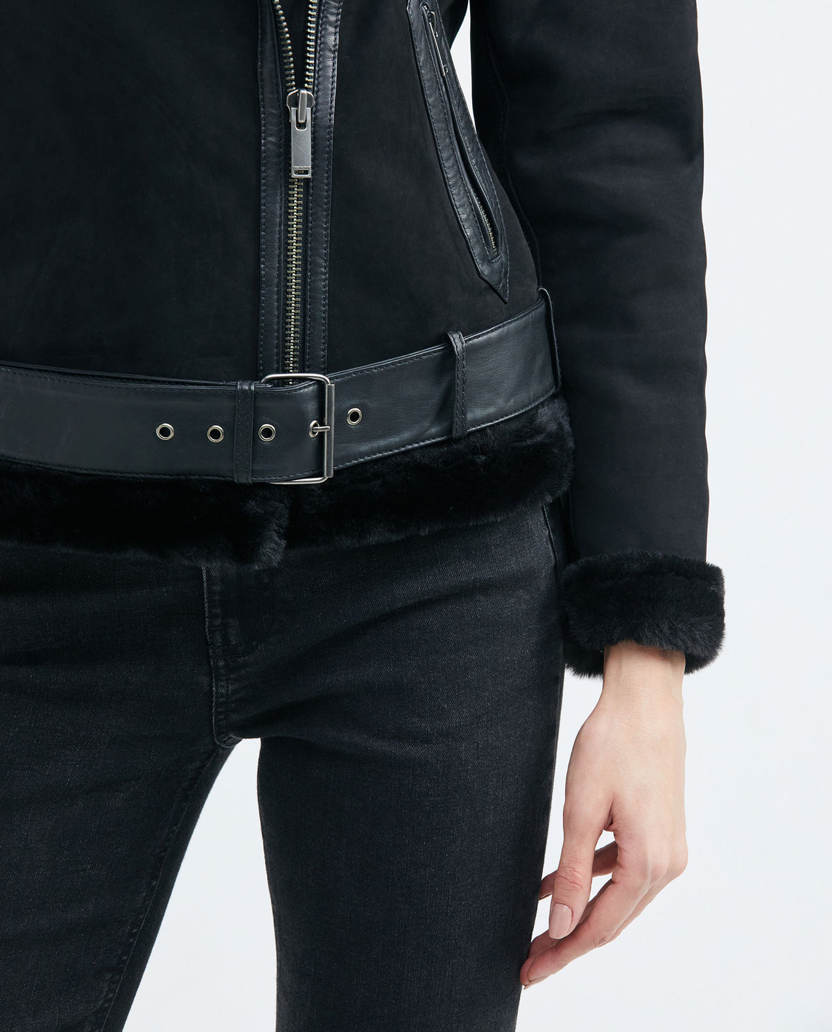 Women´s Leather Biker Jacket - Black 63_727E400_NEG193909_4