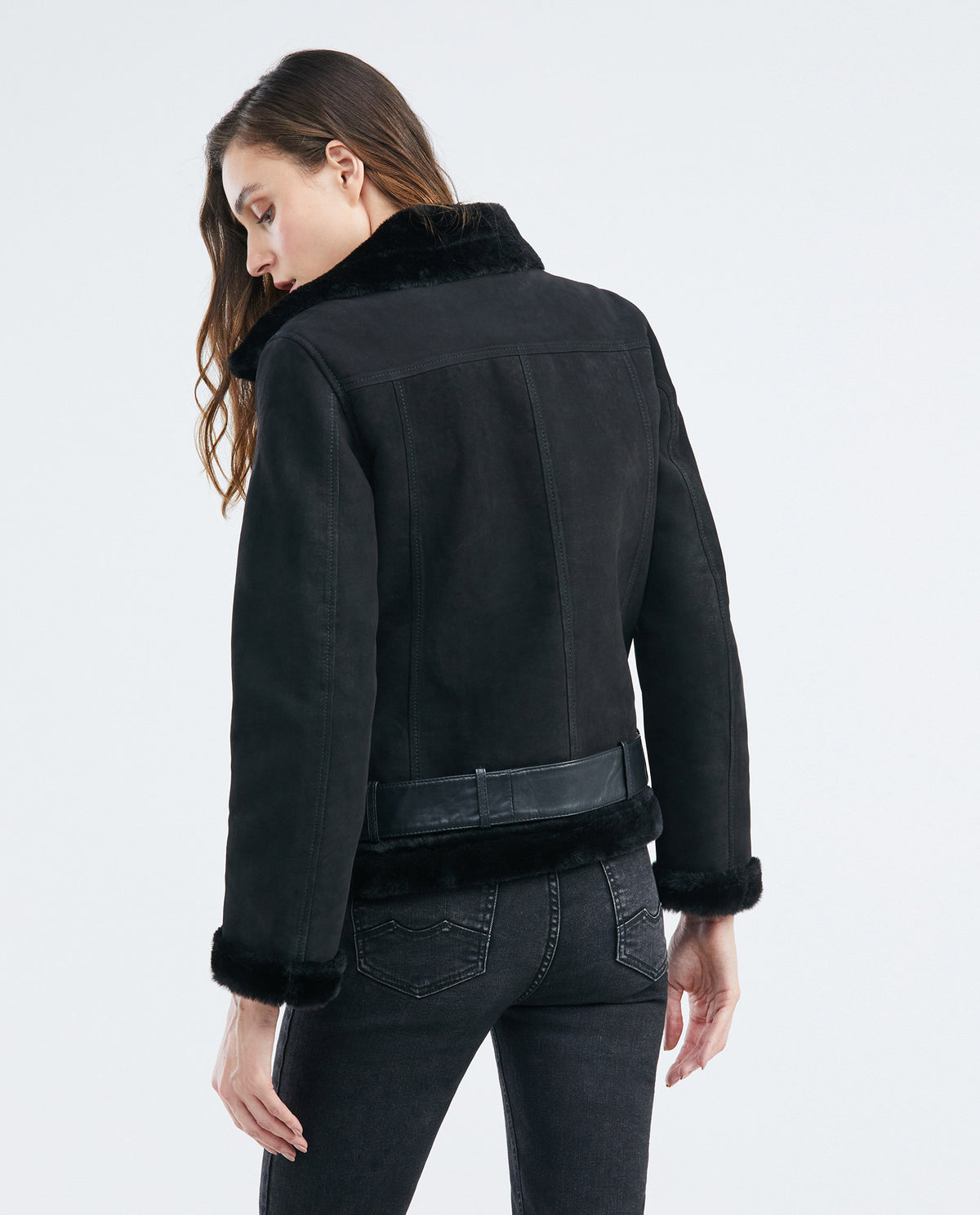 Women´s Leather Biker Jacket - Black 63_727E400_NEG193909_5