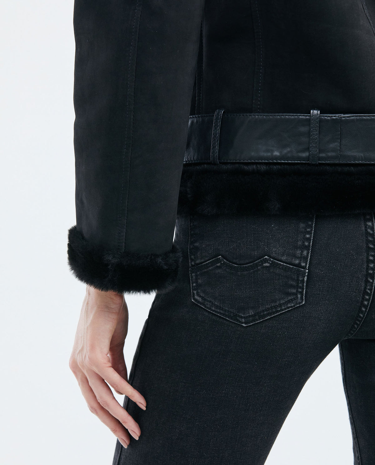 Women´s Leather Biker Jacket - Black 63_727E400_NEG193909_6