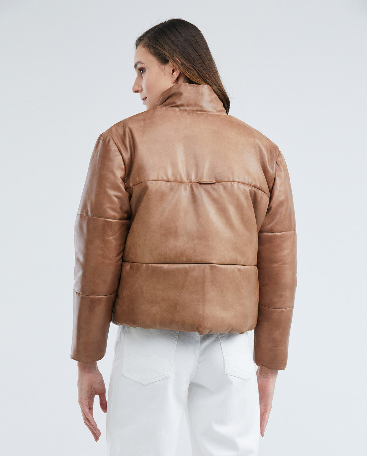 Women´s Leather Puffer Jacket - Brown 63_727E402_CAF181148_5