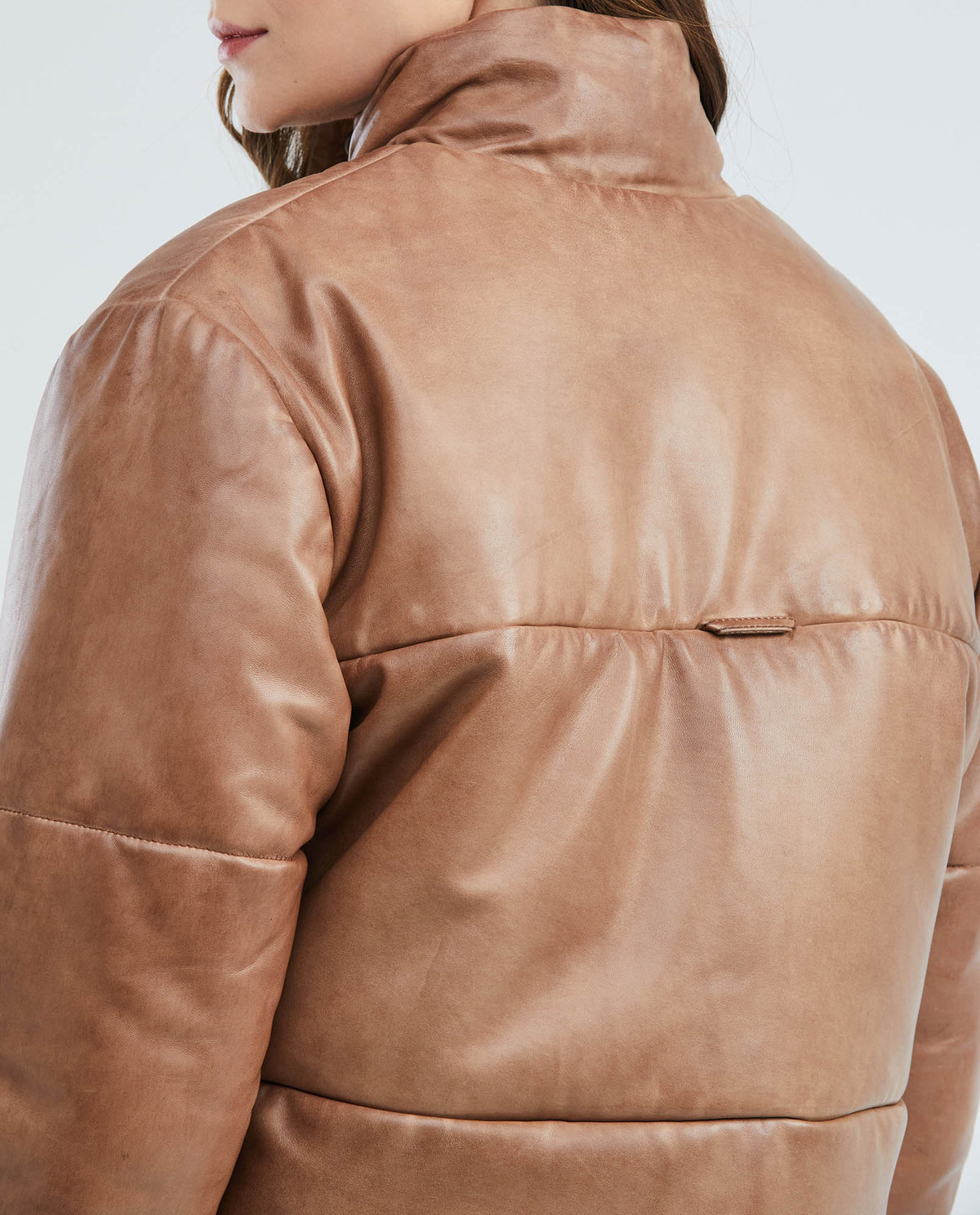 Women´s Leather Puffer Jacket - Brown 63_727E402_CAF181148_6