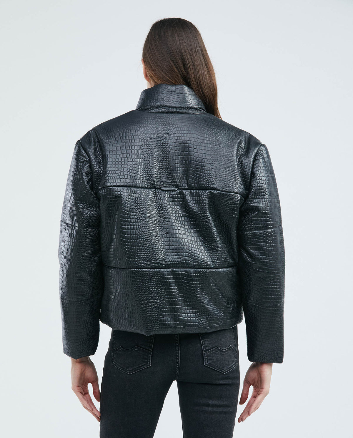 Women´s Leather Puffer Jacket - Black 63_727E402_NEG193909_5