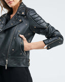 LEATHER BIKER WITH STUDS  IN BLACK