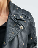 LEATHER BIKER WITH STUDS  IN BLACK