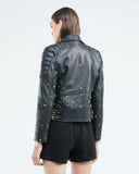 LEATHER BIKER WITH STUDS  IN BLACK