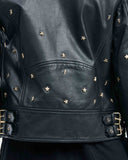 LEATHER BIKER WITH STUDS  IN BLACK