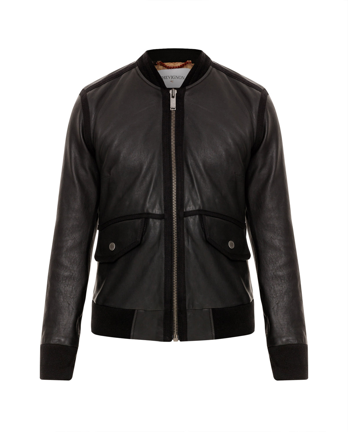 Women´s Leather Bomber Jacket - Black 63_727E407_NEG193909_0