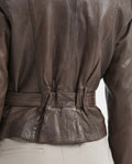 Women's Biker Lambskin Jacket Belt Waist Zipper Details - 7